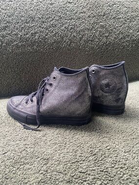 Converse High-Top Sneakers in Metallic Charcoal Glitter
